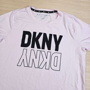 DKNY Sport T-Shirt Women M Pink Logo Graphic Short Sleeve Tee